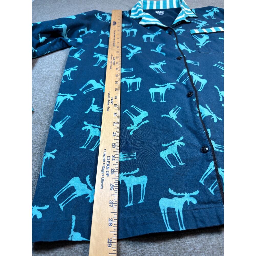 Lazy One Unisex Funky Moose PJ Set Large Navy Teal 100% Cotton Pajamas Cabincore - Picture 5 of 8